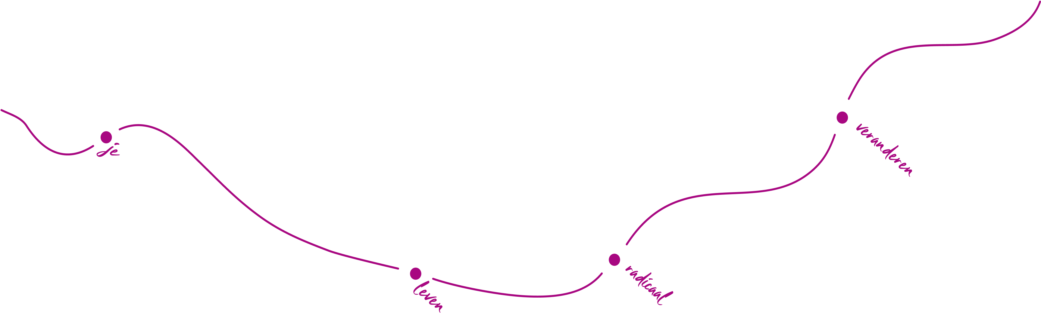 Graphic showing a wavy line with the words 'Je leven radicaal veranderen'